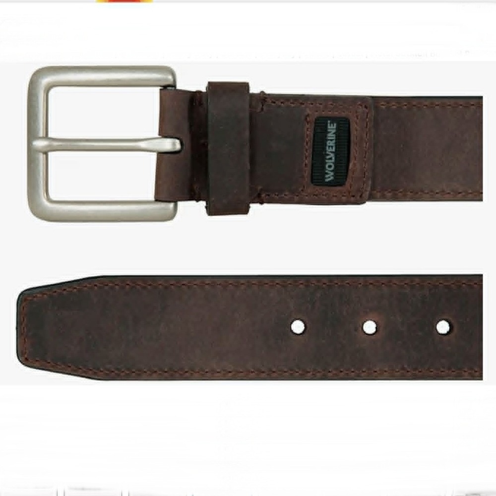 Wolverine Genuine Leather Men's Belt Size 52 High Quality Nickle Finish